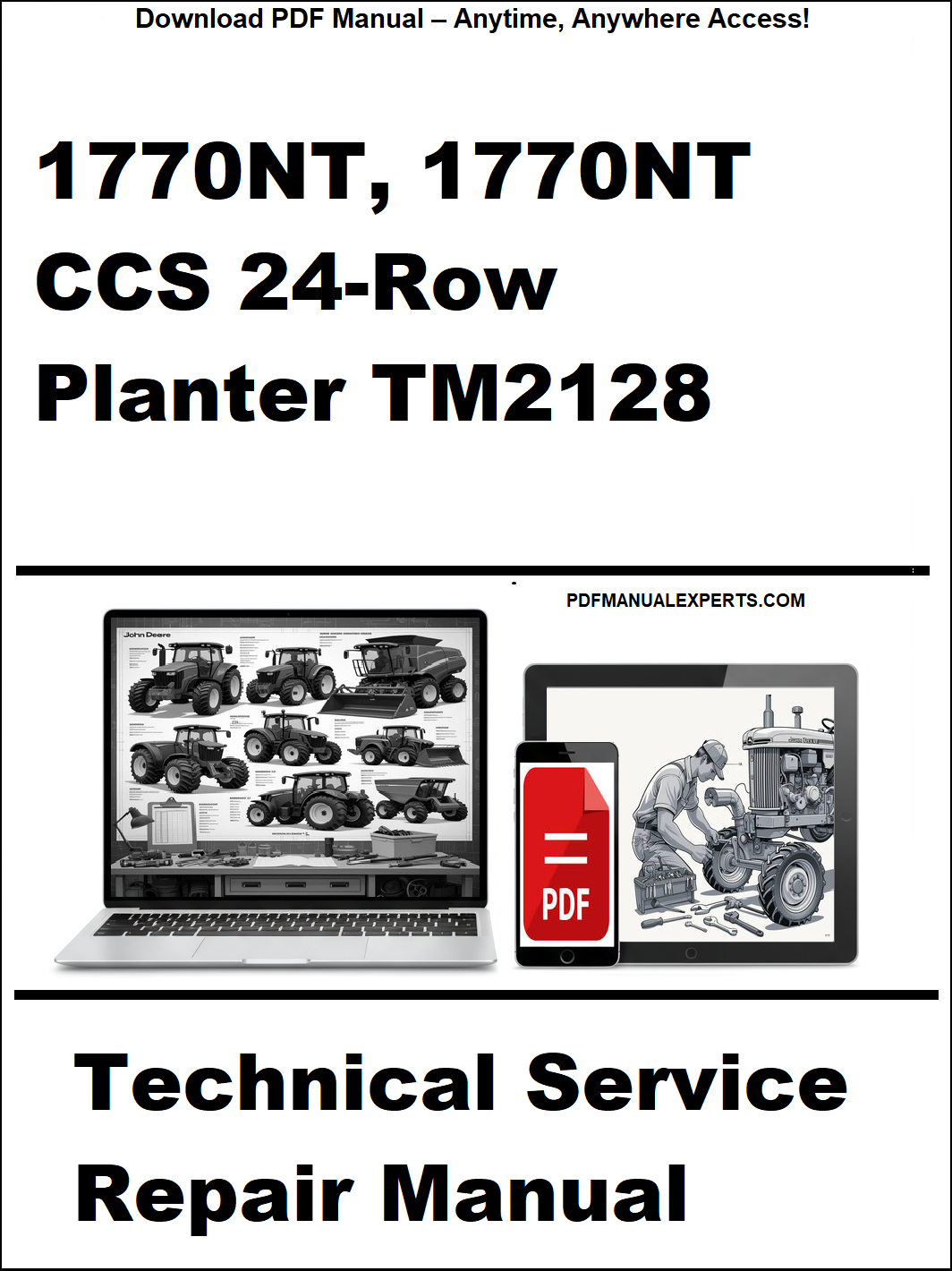 Technical service repair manual for 1770NT, 1770NT CCS 24-Row Planter TM2128 on a white background.