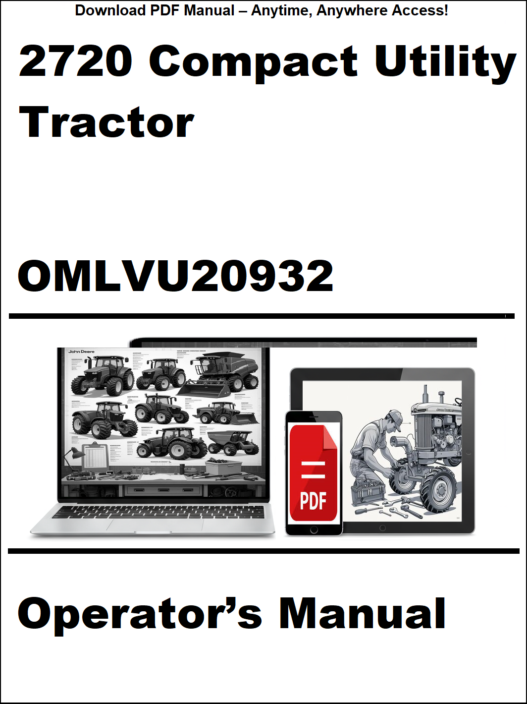 Operator's manual for a 2720 Compact Utility Tractor with digital device icon on a white background