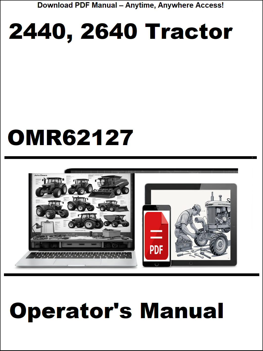Operator's manual for 2440 and 2640 tractor with digital device icon on a white background
