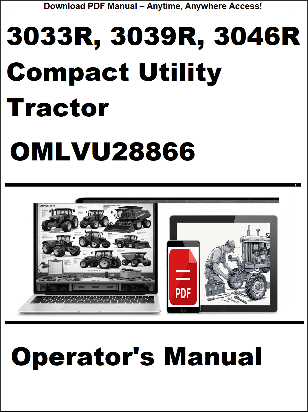 John Deere 3033R, 3039R, 3046R Compact Utility Tractor Operator's Manual