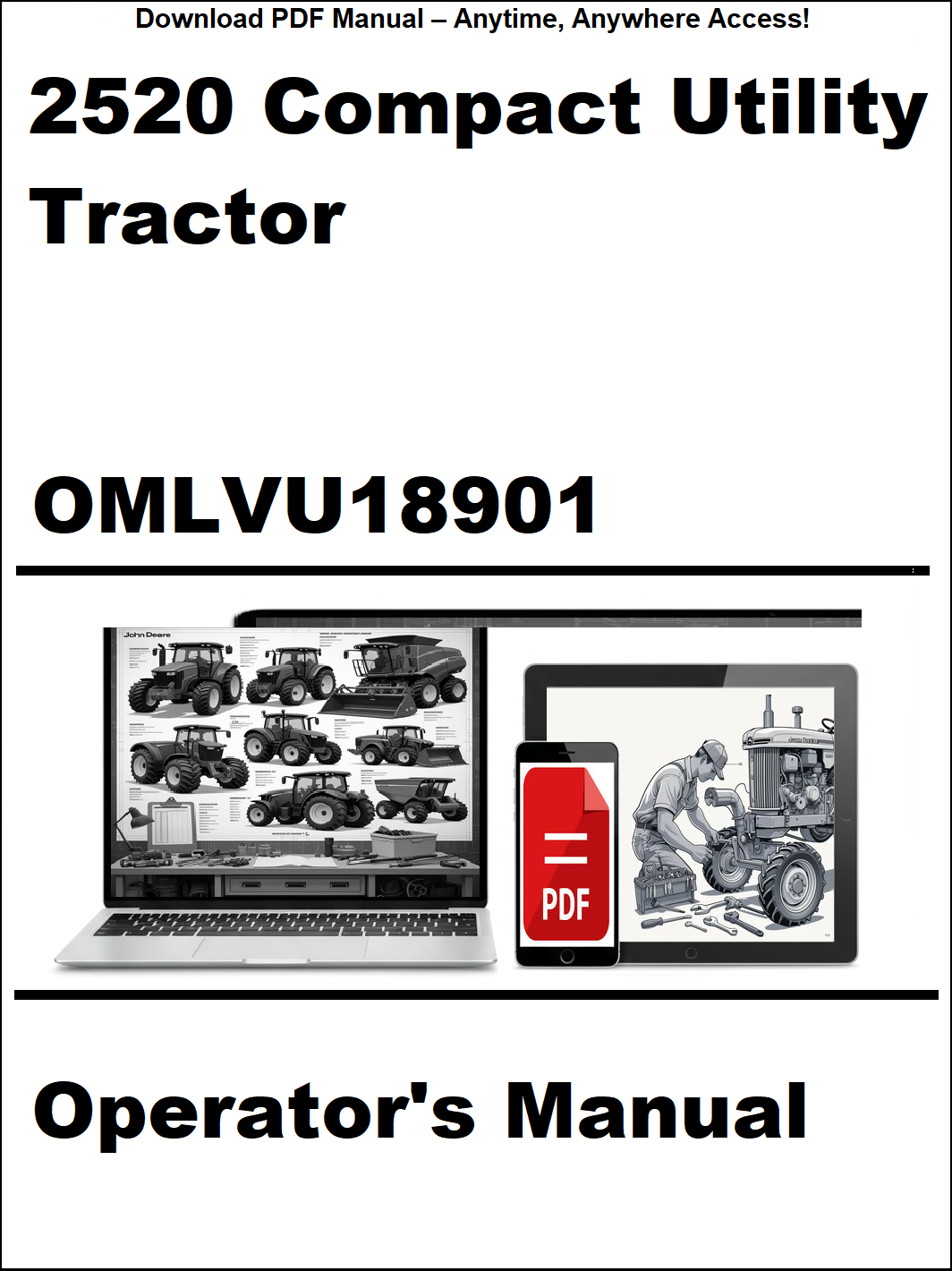 Operator's manual for 2520 Compact Utility Tractor with digital device icon on a white background
