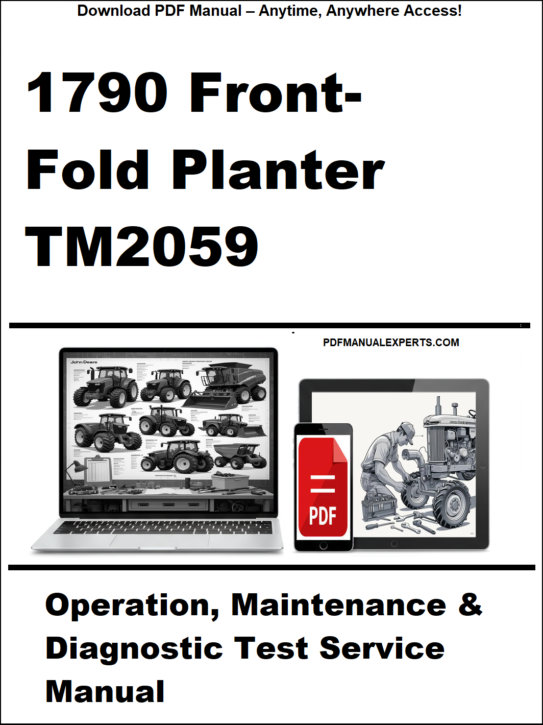 Manual cover for 1790 Front-Fold Planter TM2059 with technical illustrations and text.