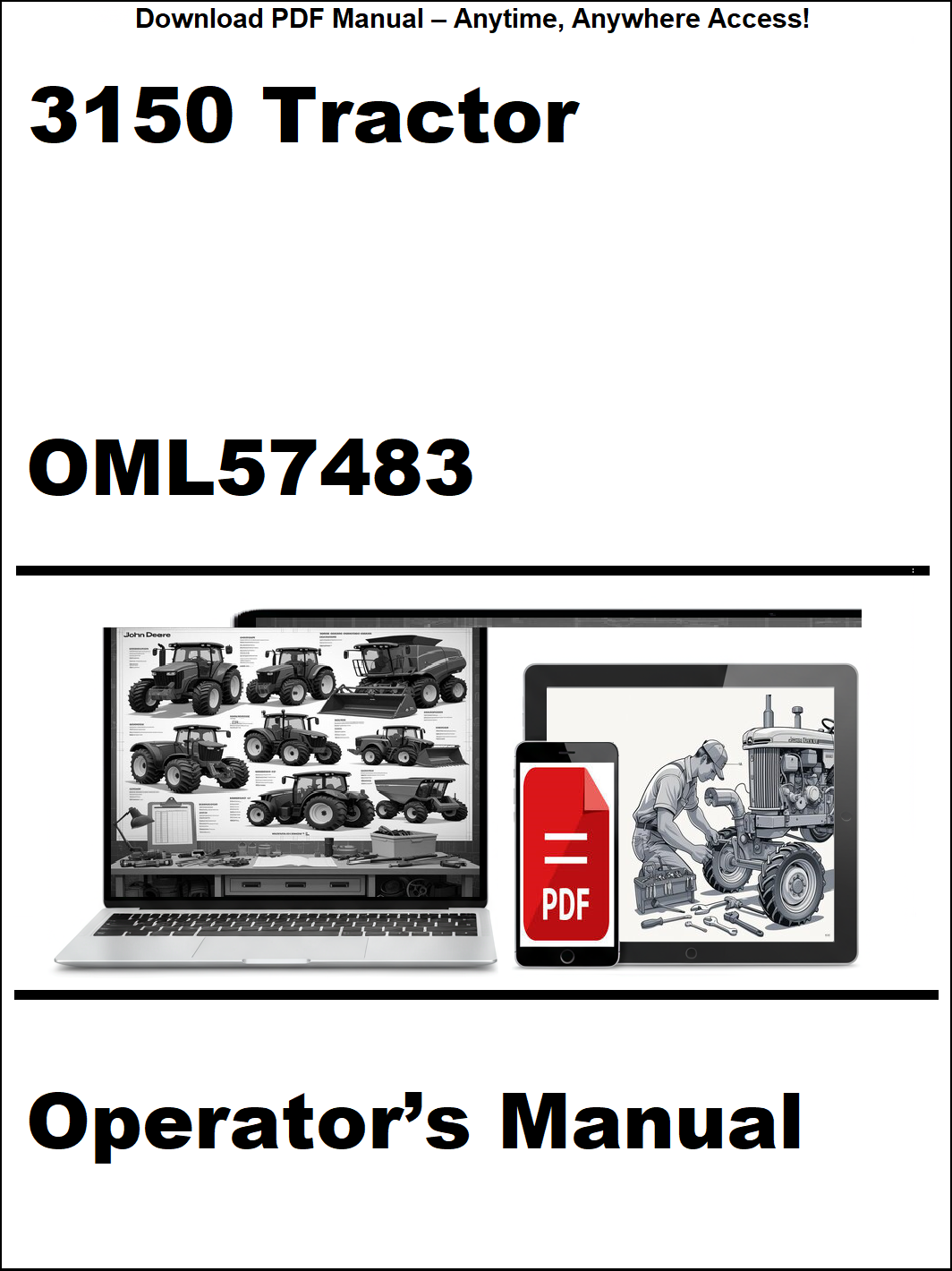 Operator's manual for a 3150 tractor with digital device icon on a white background