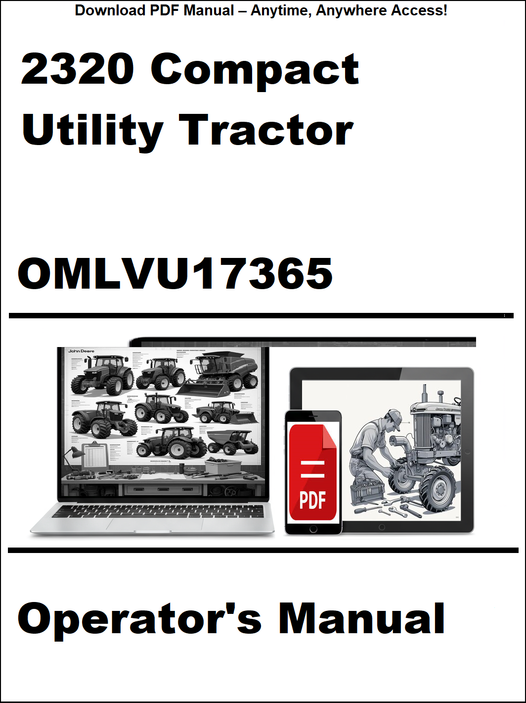 Operator's manual for 2320 Compact Utility Tractor with digital device icon on a white background