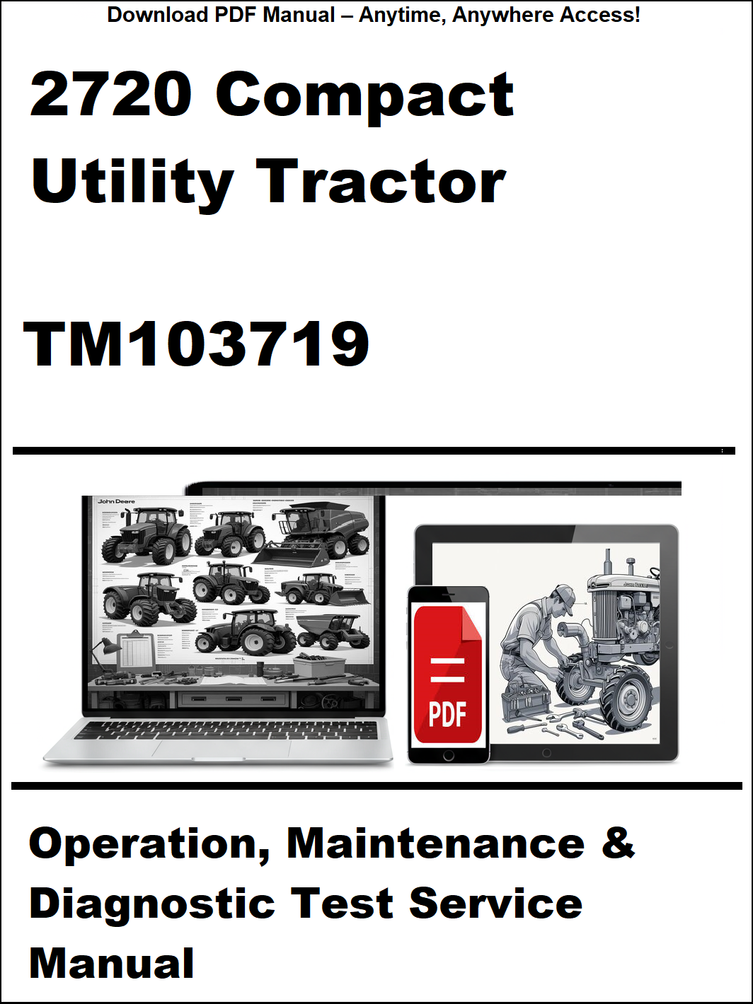 Manual cover for 2720 Compact Utility Tractor with laptop and diagnostic tool icons.