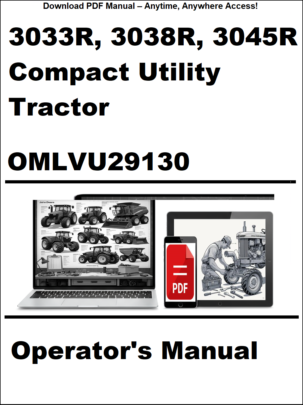 John Deere 3033R, 3038R, 3045R Compact Utility Tractor Operator's Manual