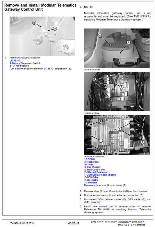 John Deere S760, S770, S780, S785, S790 STS Combine Technical Service Repair Manual TM140819 PDF – complete technical guide for servicing and repairing STS series combines.