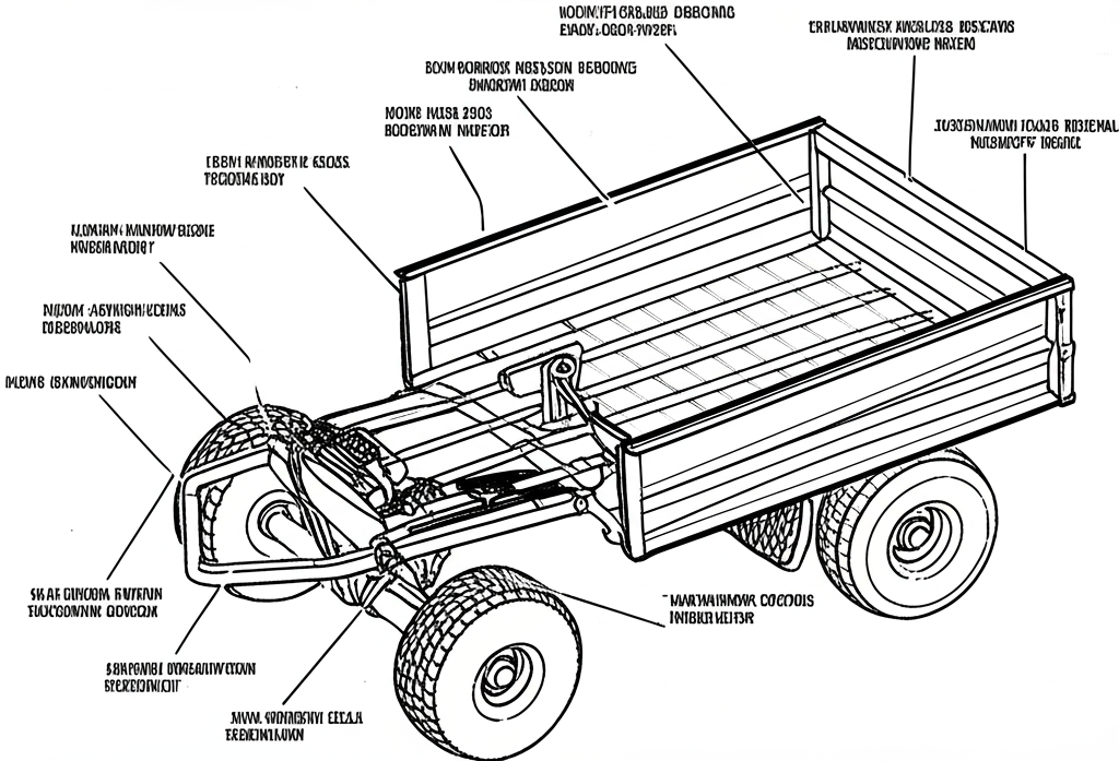 Heavy-duty John Deere tow-behind utility cart for yard work