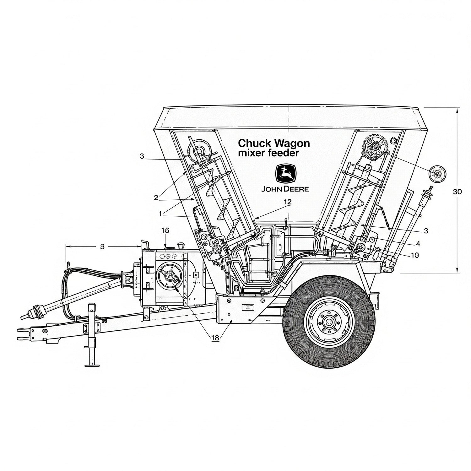 Agricultural feed equipment – John Deere Chuck Wagon Mixer Feeder