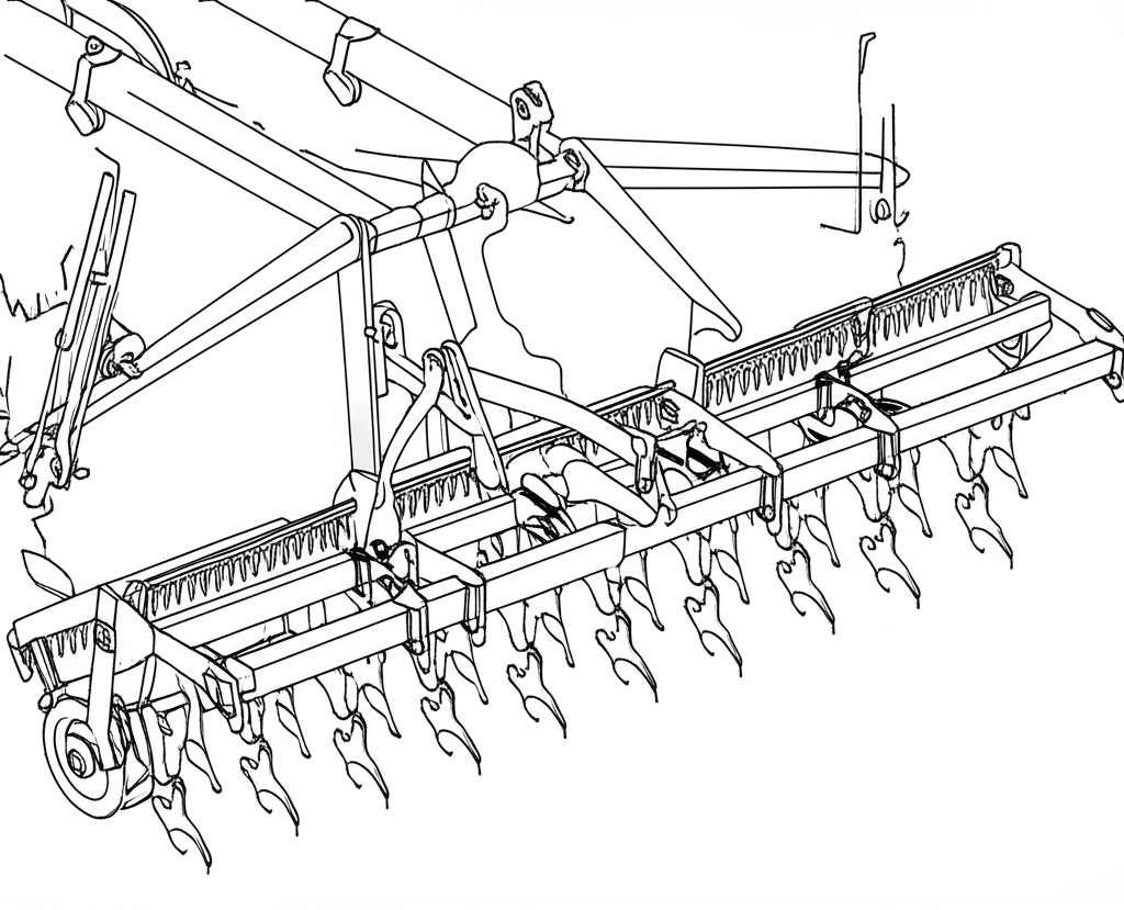 John Deere cultivator tilling soil in agricultural field