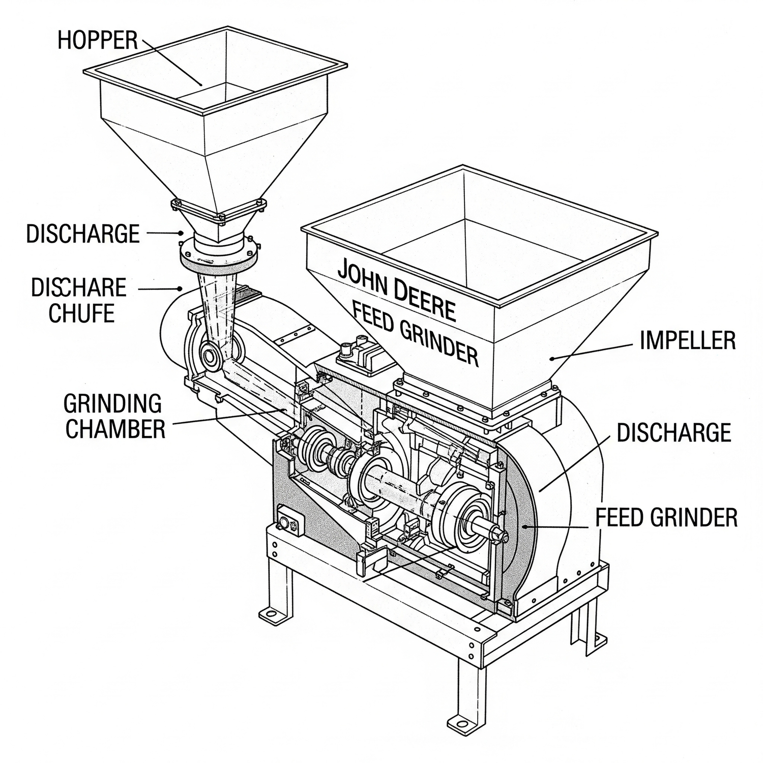 John Deere 110A Roughage Mill and Feed Grinder in use on a farm