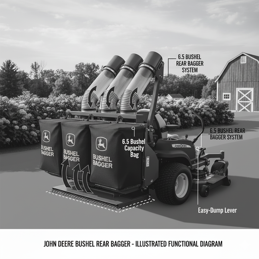 Rear-mounted bagger on John Deere mower