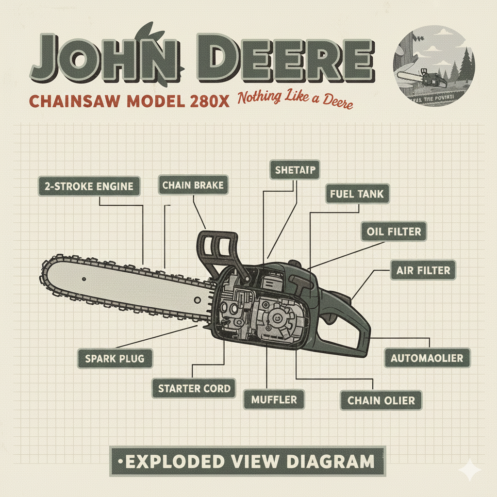 Professional John Deere chainsaw for woodcutting