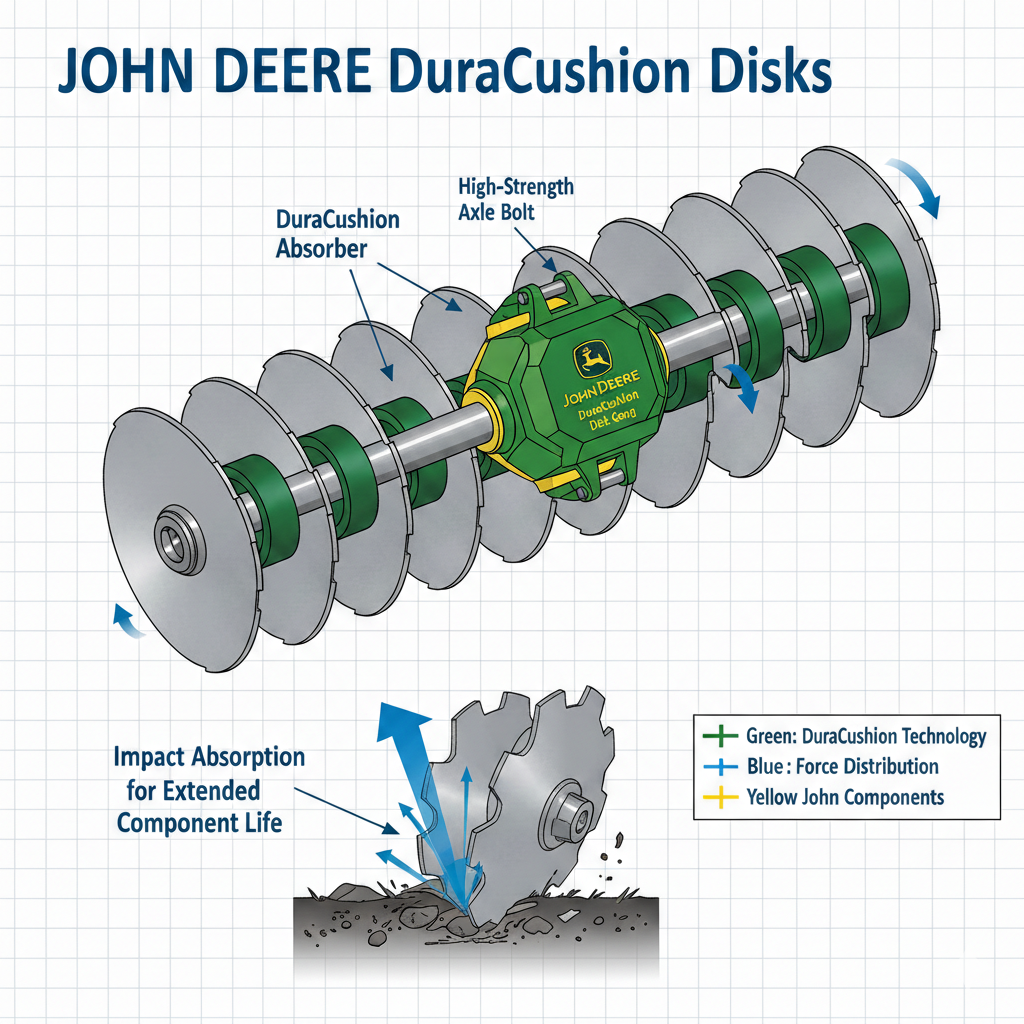 Heavy-duty John Deere DuraCushion Disks for crop field preparation