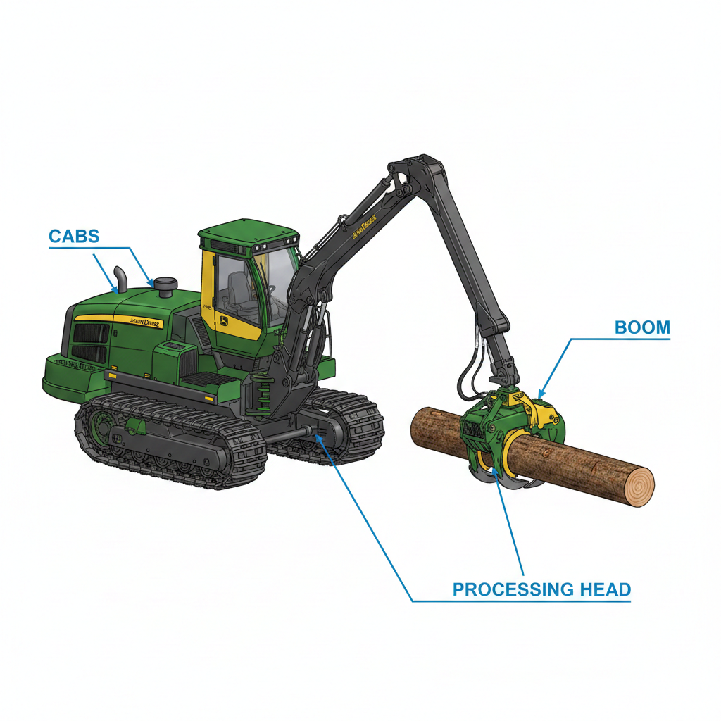 John Deere Processor heavy machinery close-up