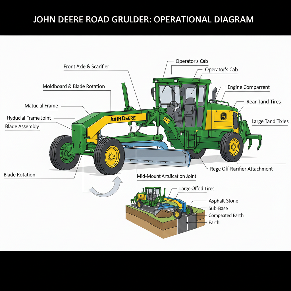 John Deere Road Builder component layout illustration