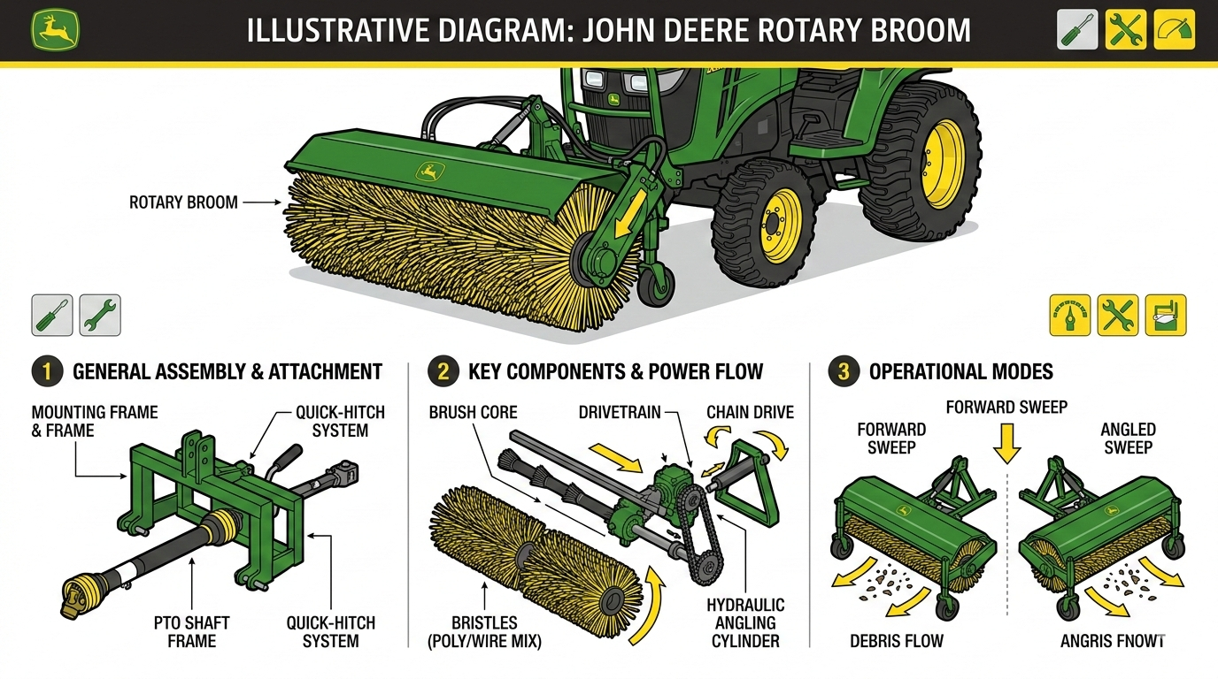 John Deere Rotary Broom component layout illustration