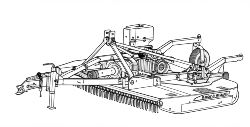John Deere Rotary Cutter used for mowing and land clearing, shown with operator’s manual for safe operation and maintenance