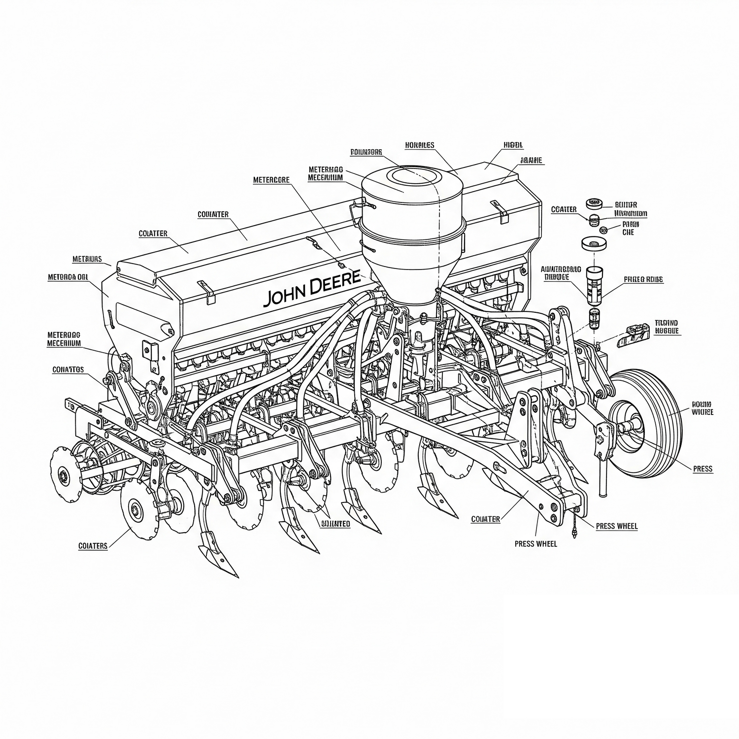 Diagram of the john deere drill and grain drill