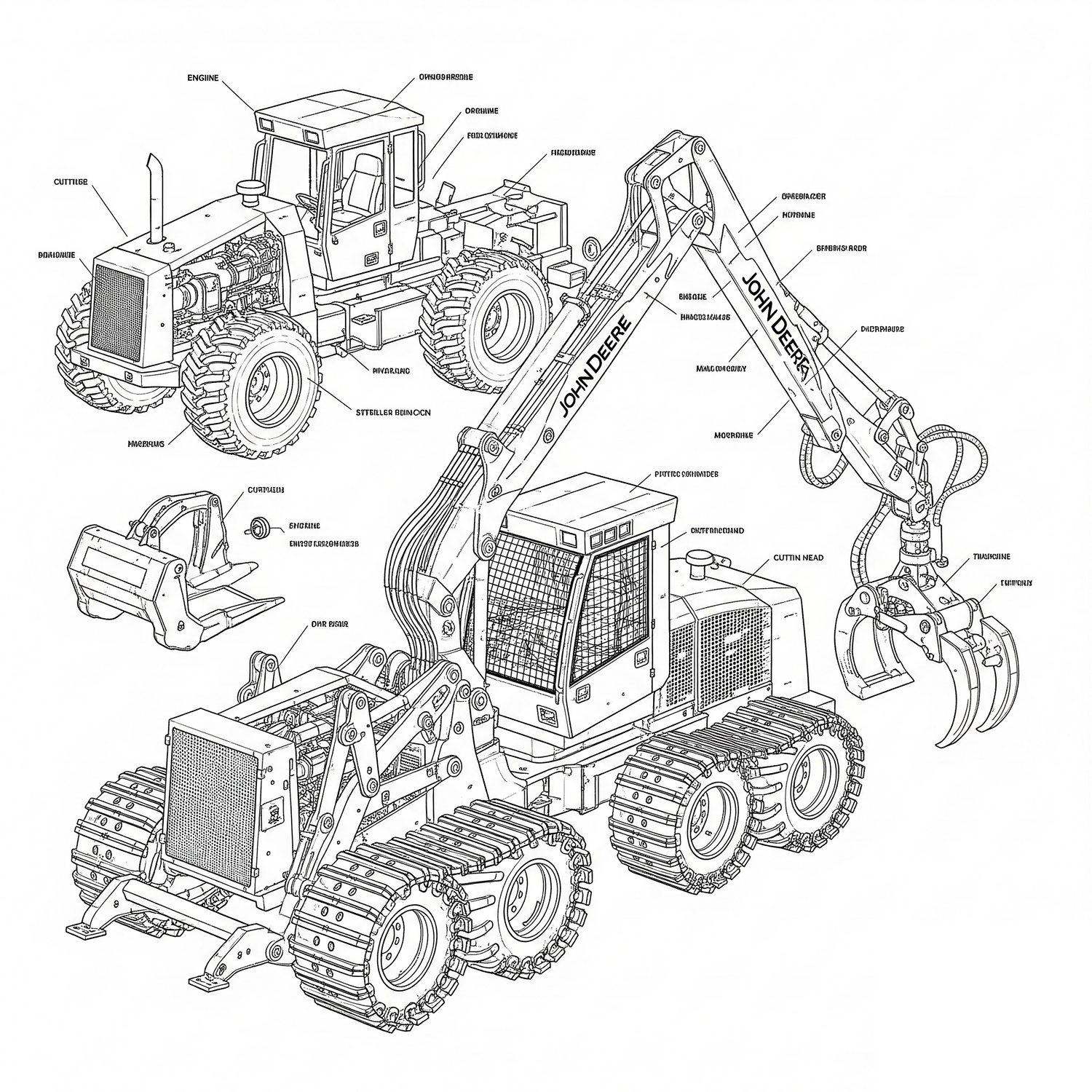 Diagram of the John Deere Feller Buncher