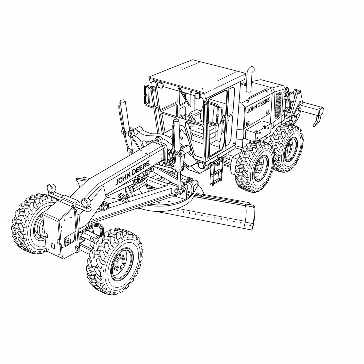 Diagram John Deere Motor Grader in white background