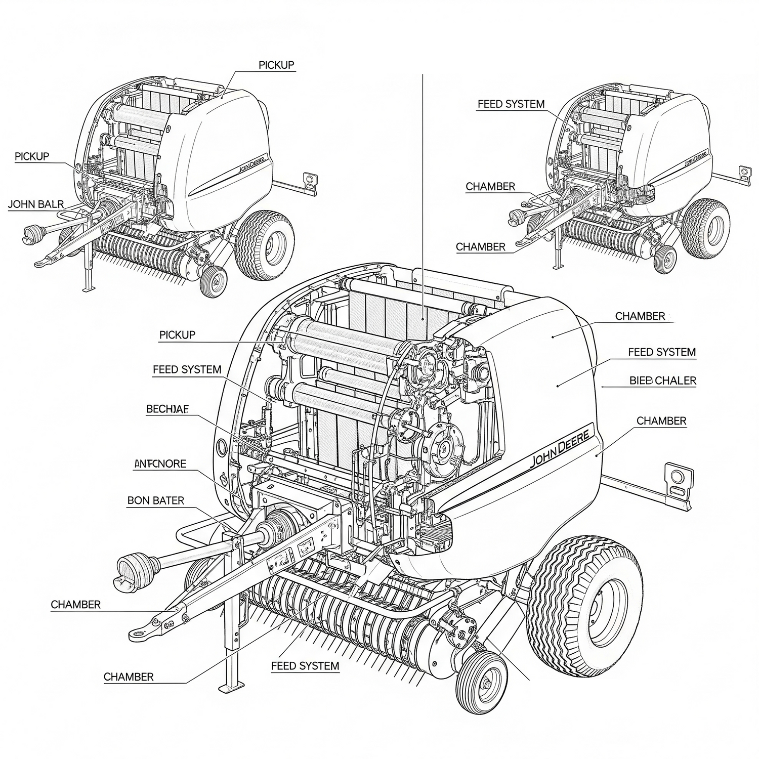 Diagram of the john deere balers and round balers
