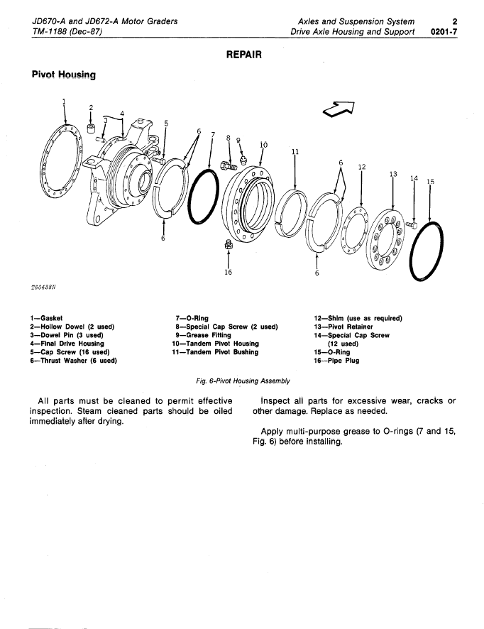 John Deere 670A, 672A Motor Grader Operation & Test Technical Manual TM1188 PDF – diagnostic and testing procedures for John Deere motor graders