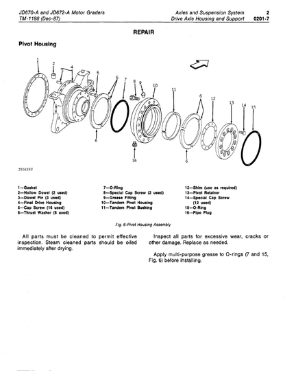 John Deere 670A, 672A Motor Grader Operation & Test Technical Manual TM1188 PDF – diagnostic and testing procedures for John Deere motor graders