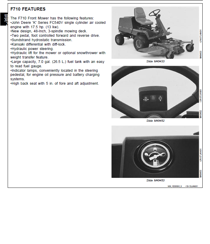 John Deere F710, F725 Front Mower Technical Service Repair Manual TM1493 PDF – detailed service, troubleshooting, and maintenance manual for front mower models F710 and F725