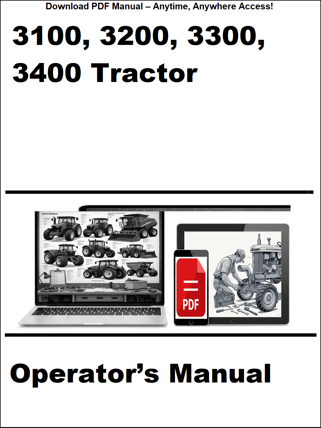 Operator's manual for 3100, 3200, 3300, 3400 tractor on a white background