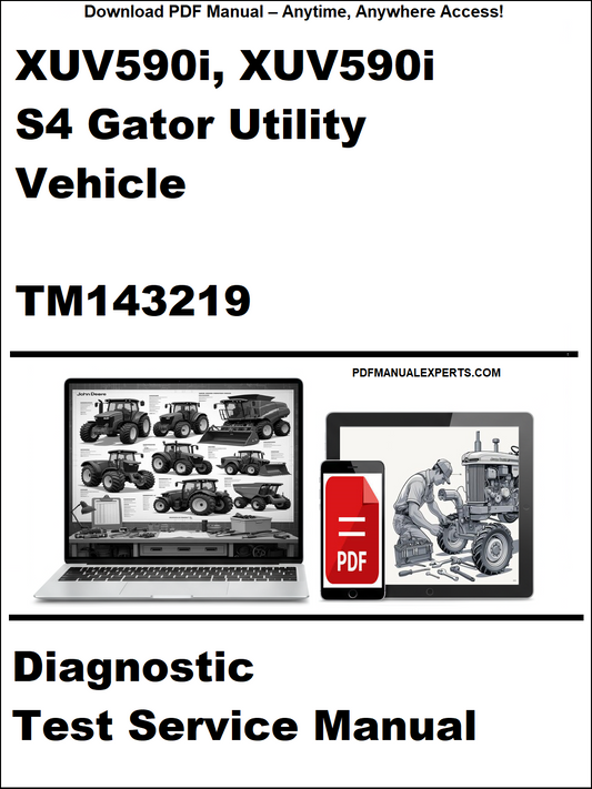 Manual cover for XUV590i and XUV590i S4 Gator Utility Vehicle diagnostic test service manual TM143219.