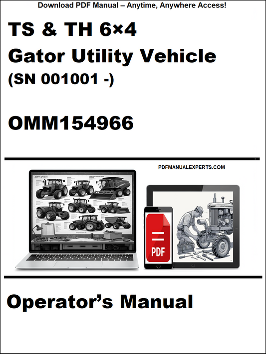 Cover of a Gator Utility Vehicle operator's manual with a laptop and toolbox graphic.