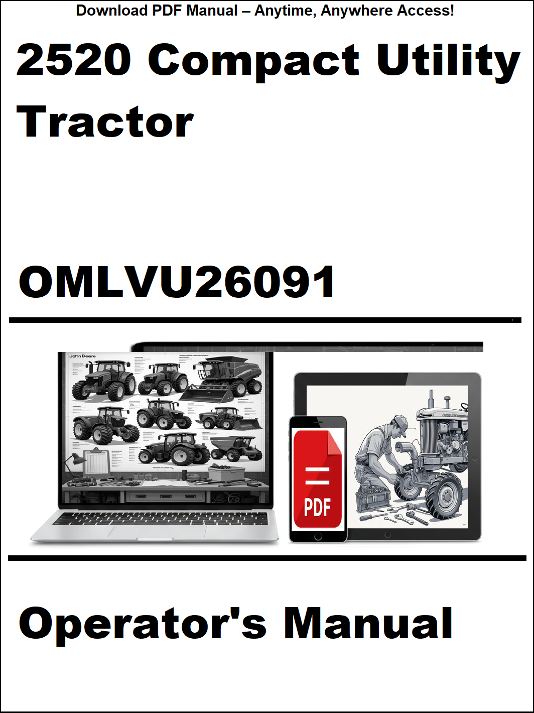 Operator's manual for 2520 Compact Utility Tractor with digital device icon on a white background