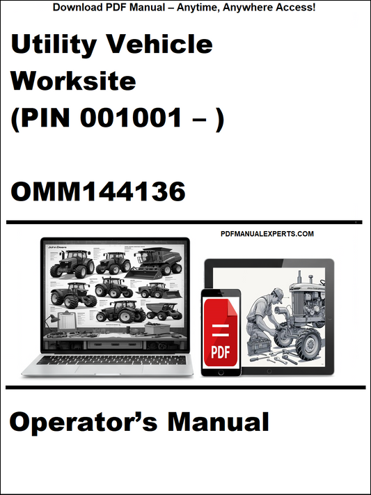 Cover of a manual for Utility Vehicle Worksite with a laptop and toolbox graphic.
