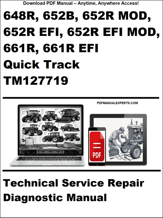 Cover of a technical service repair manual for agricultural equipment, featuring images of tractors and diagnostic tools.