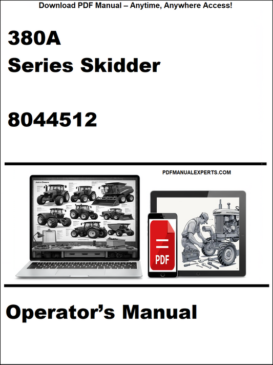 Cover of the 380A Series Skidder Operator's Manual with a laptop and manual icon on a white background.