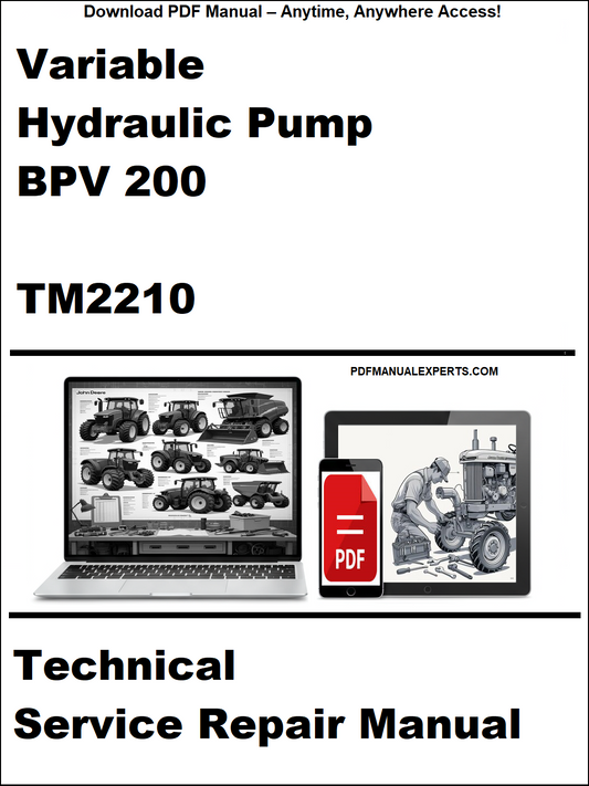 Technical service repair manual for Variable Hydraulic Pump BPV 200 TM2210 on a white background