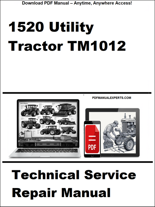 Technical service repair manual for 1520 Utility Tractor TM1012 on a white background