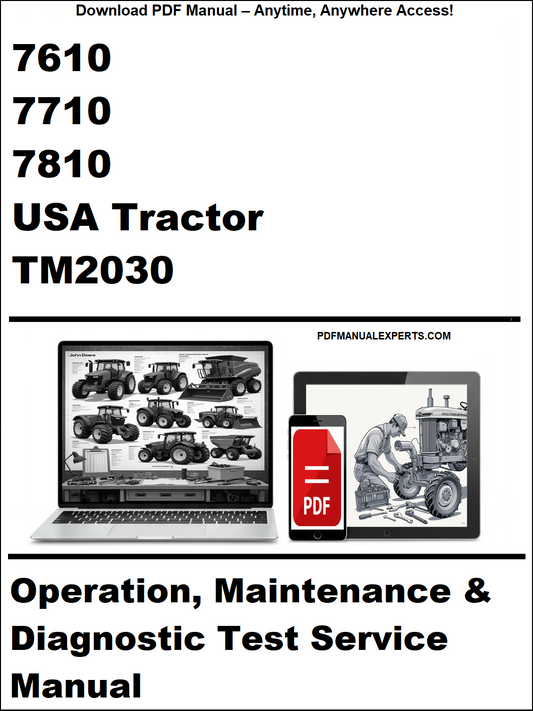 Manual for USA Tractor TM2030 with laptop and tractor illustration on a white background