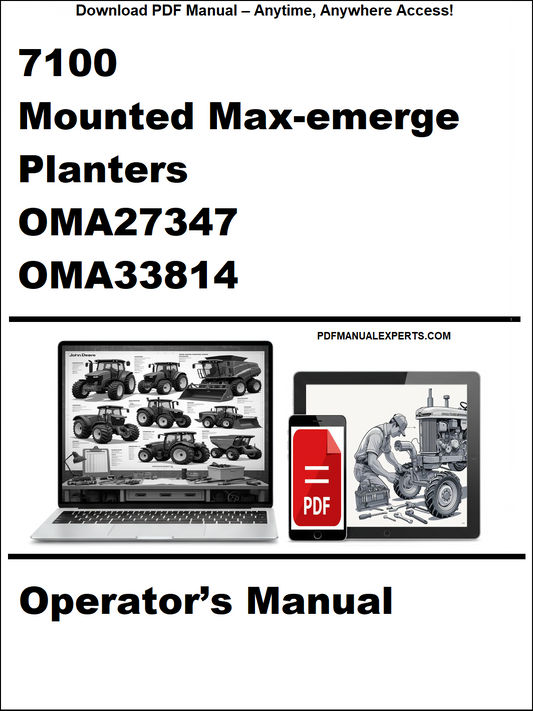 Cover of the operator's manual for 7100 Mounted Max-emerge Planters with logos and text on a white background.