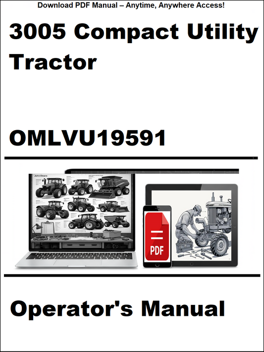 Operator's manual for 3005 Compact Utility Tractor with digital device icon on a white background