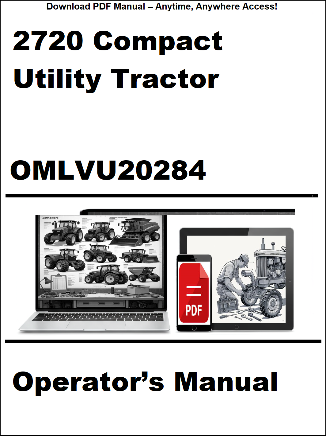 Operator's manual for a 2720 Compact Utility Tractor with digital device icon and text on a white background.