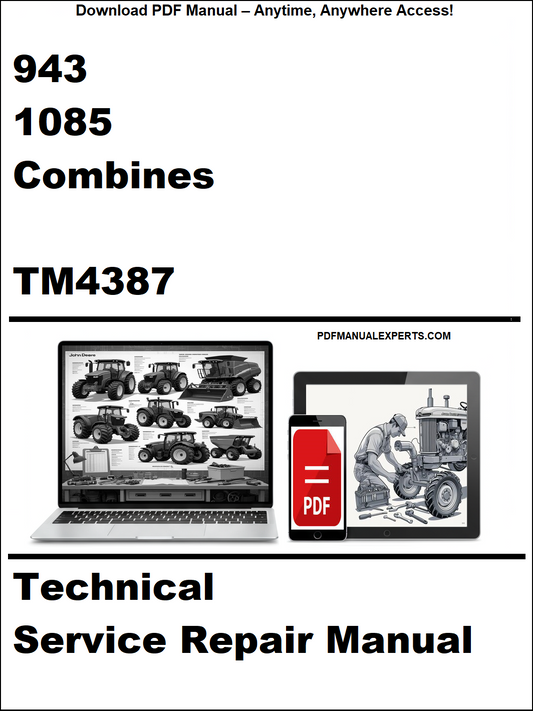 Technical service repair manual cover with laptop and truck illustration, featuring text about PDF access.
