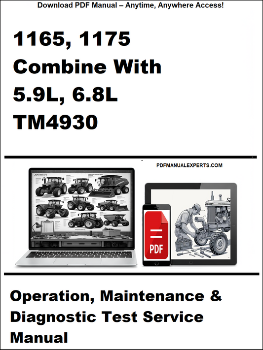 Cover of a manual for John Deere 1165 and 1175 combines with 5.9L and 6.