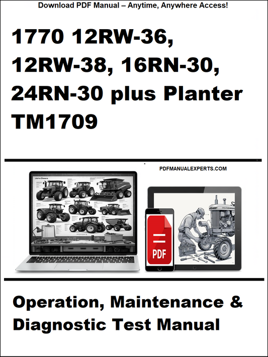 Manual cover for agricultural equipment with laptop and tractor illustrations.