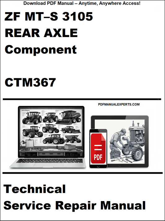 Technical service repair manual for ZF MT-S 3105 REAR AXLE Component CTM367 on a white background.