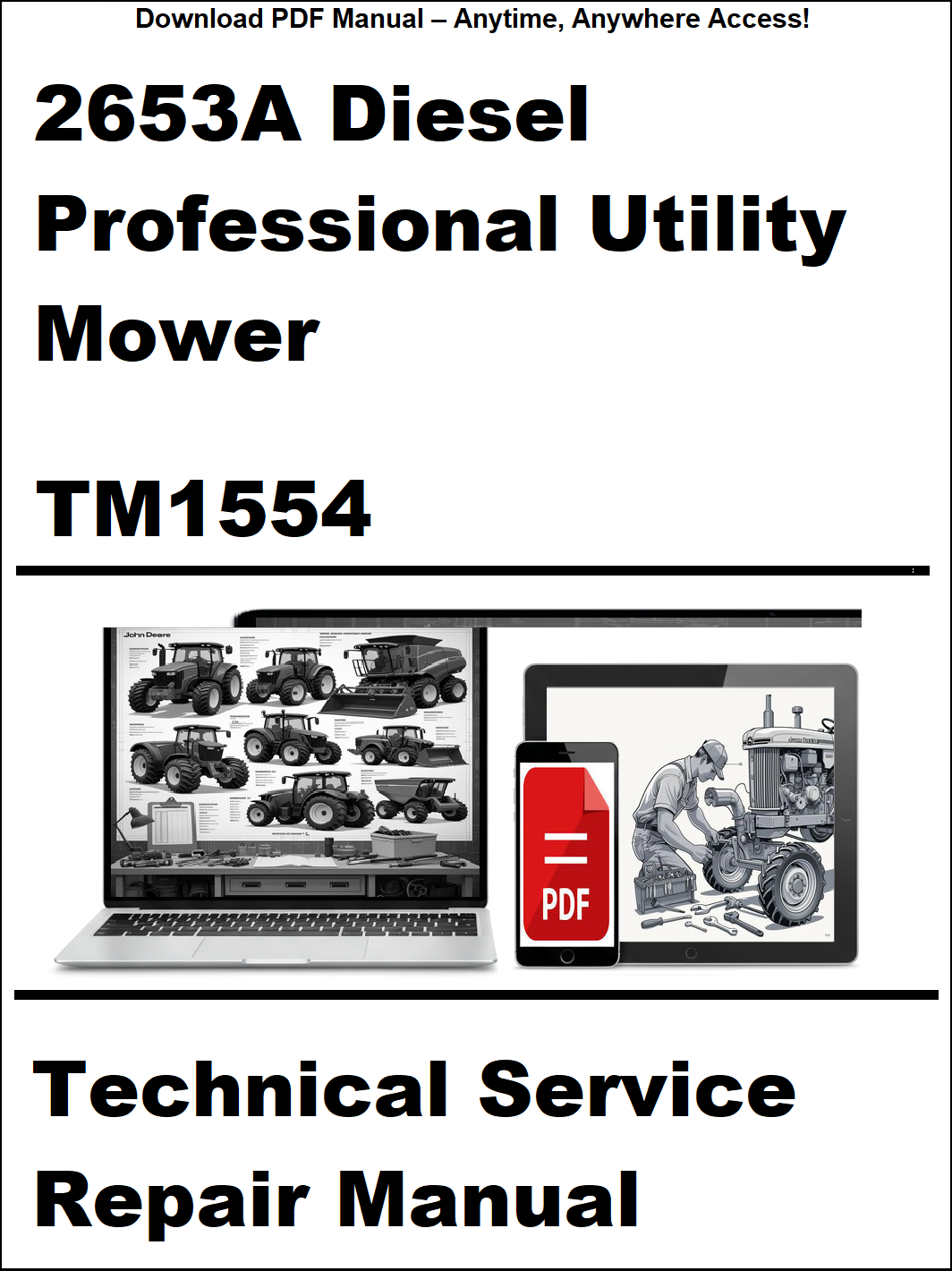 Technical service repair manual for a diesel professional utility mower on a white background