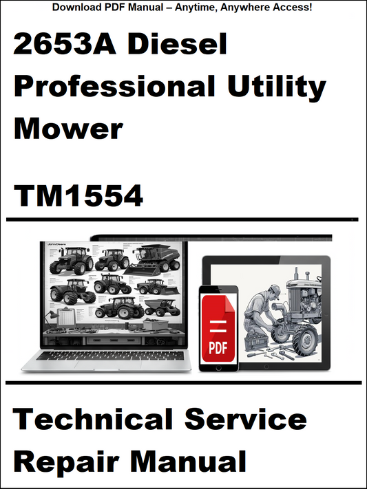 Technical service repair manual for a diesel professional utility mower on a white background