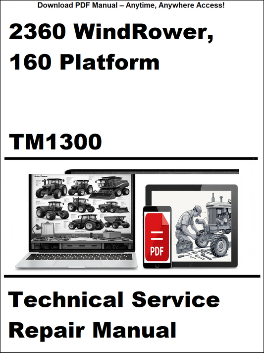 Technical service repair manual for 2360 WindRower, 160 Platform with a laptop and smartphone icon on a white background.
