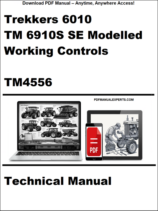 Technical manual cover for Trekkers 6010 and TM 6910S SE Modelled Working Controls with a laptop and toolbox graphic.